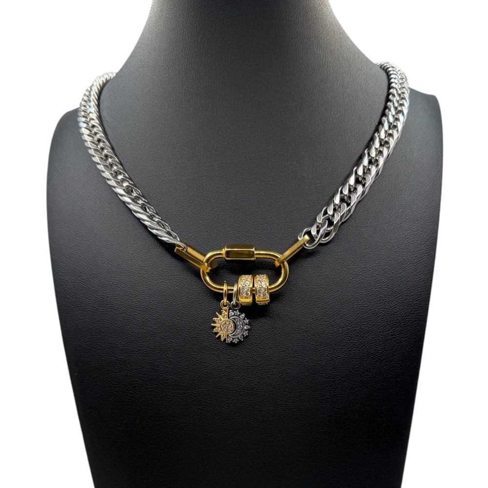 ✨ NEW 18K Gold Plated Two-Tone Cuban Chain Necklace with Charms – Alana J✨ - Picture 6 of 7